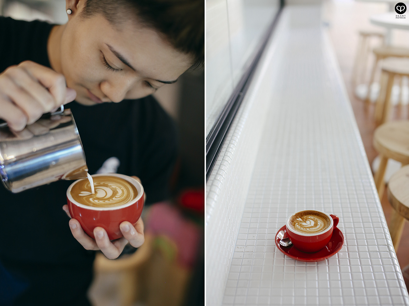 heartpatrick singapore café cafehopping ang mo kio interior design industrial space latte art whilte mosaic tiles